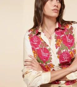Femme Souleiado Chemises & Blouses | Chemise SLIM ELINA Chantal écru fuchsia