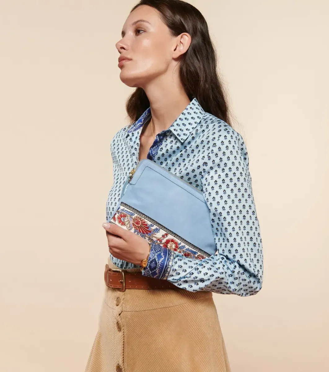 Femme Souleiado Chemises & Blouses | Chemise SLIM ELINA Petit Sapin ciel beige