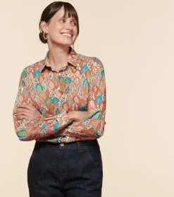 Femme Souleiado Chemises & Blouses | Chemise SLIM ELINA Plume aqua orange