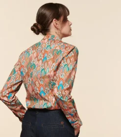 Femme Souleiado Chemises & Blouses | Chemise SLIM ELINA Plume aqua orange