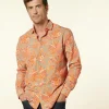 Homme Souleiado Chemises | Chemise SLIM Fleurs de Nimes turquoise orange