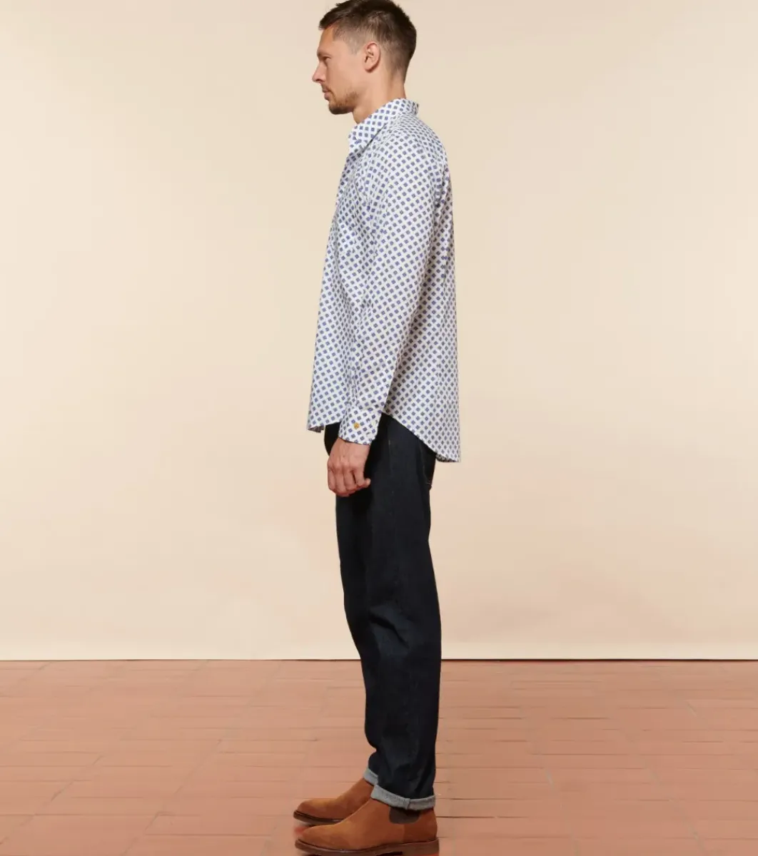 Homme Souleiado Chemises | Chemise SLIM MILO Calisson ciel