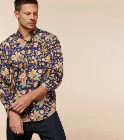 Homme Souleiado Chemises | Chemise SLIM MILO Héron nuit ocre
