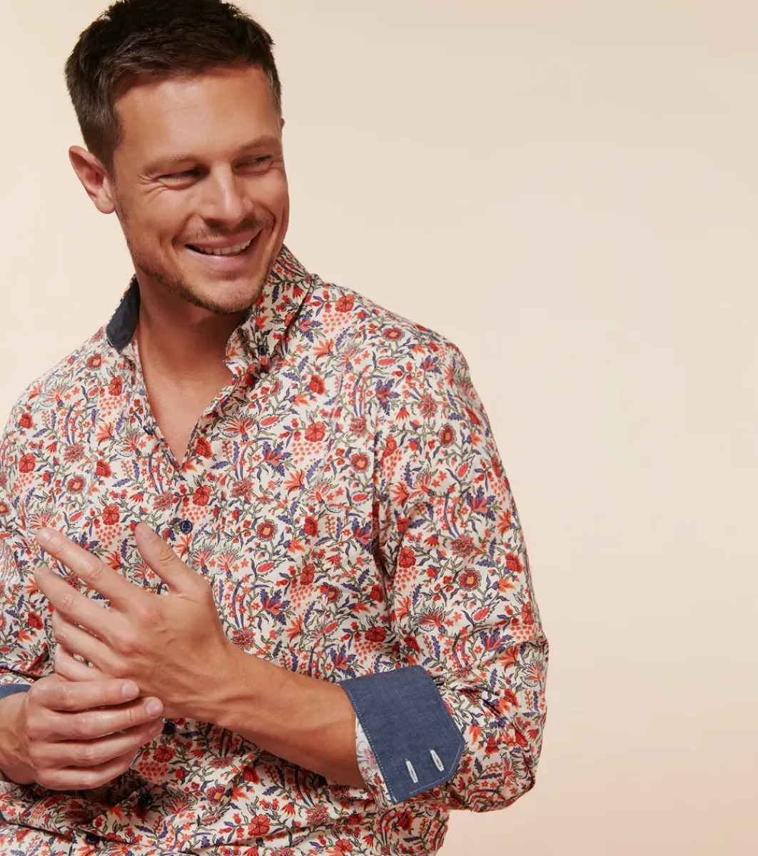 Homme Souleiado Chemises | Chemise SLIM MILO Petit Perse blanc multico