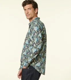 Homme Souleiado Chemises | Chemise SLIM Persepolis anthracite turquoise