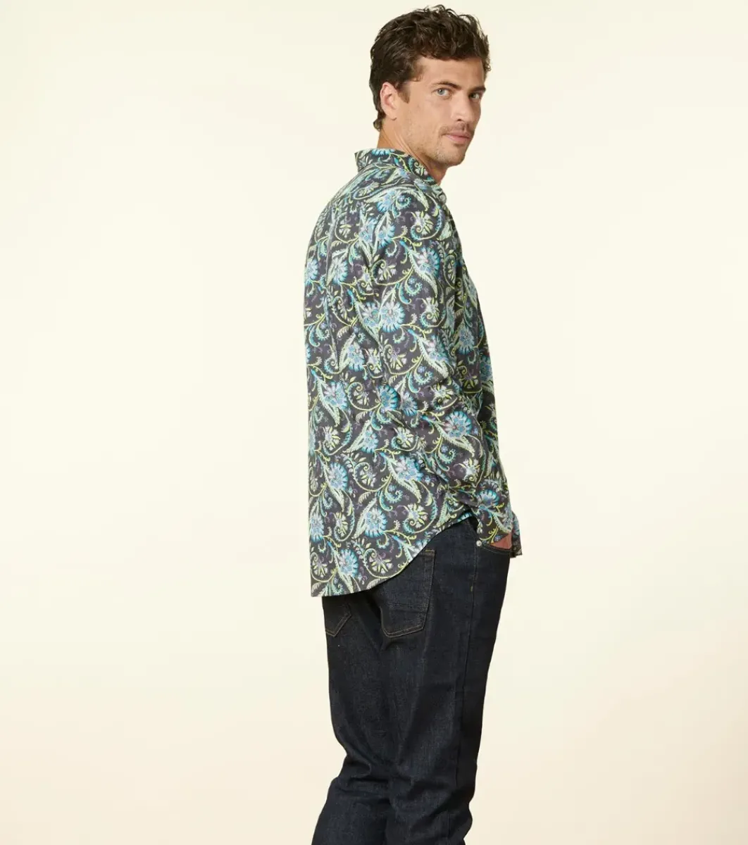 Homme Souleiado Chemises | Chemise SLIM Persepolis anthracite turquoise