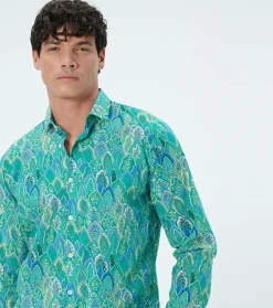 Homme Souleiado Chemises | Chemise SLIM Plume vert d'eau