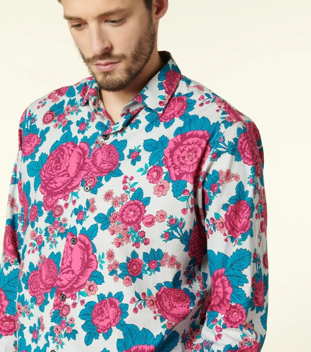 Homme Souleiado Chemises | Chemise SLIM Roulotte perle fuchsia