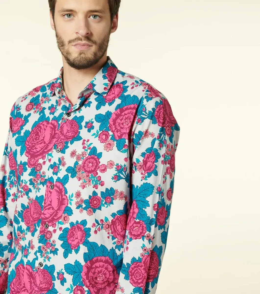 Homme Souleiado Chemises | Chemise SLIM Roulotte perle fuchsia