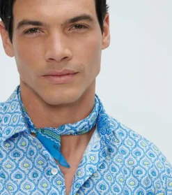 Homme Souleiado Chemises | Chemise SLIM Trèfles ciel anis