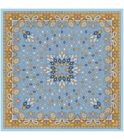 Femme Souleiado Châle | Toute La Collection | Châle en soie ISABELLE bleu ocre 135 x 135 cm