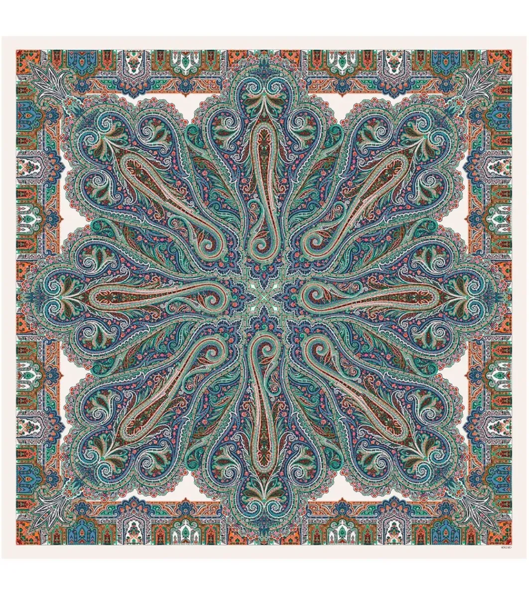 Femme Souleiado Châle | Toute La Collection | Châle laine et soie CACHEMIRE écru multico 140 x 140 cm