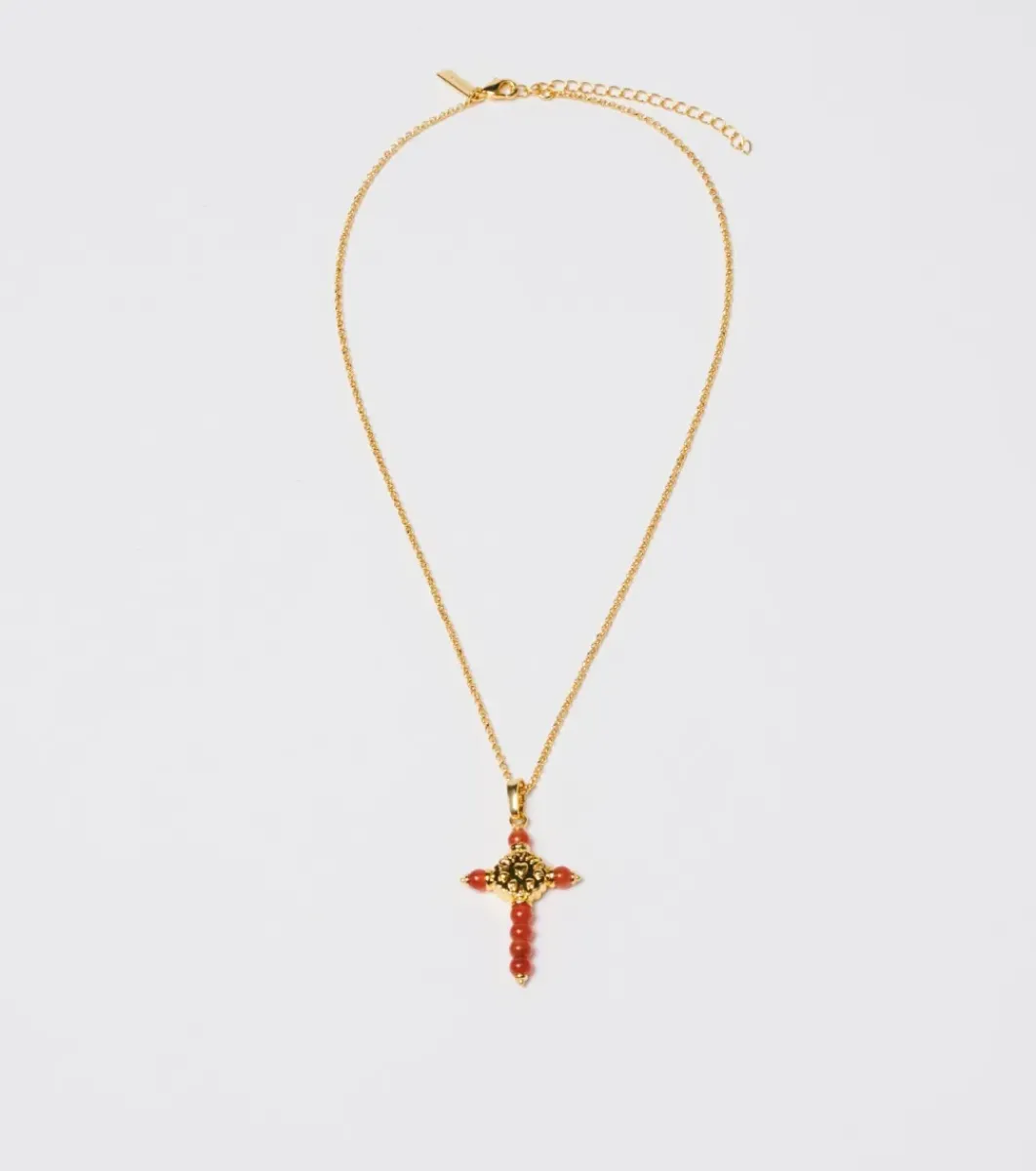 Femme Souleiado Bijoux | Collier Croix Fleur d'Arles et perles s