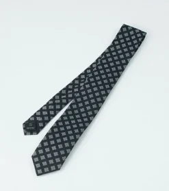 Homme Souleiado Cravates | Cravate en soie jacquard CALISSON noir et gris