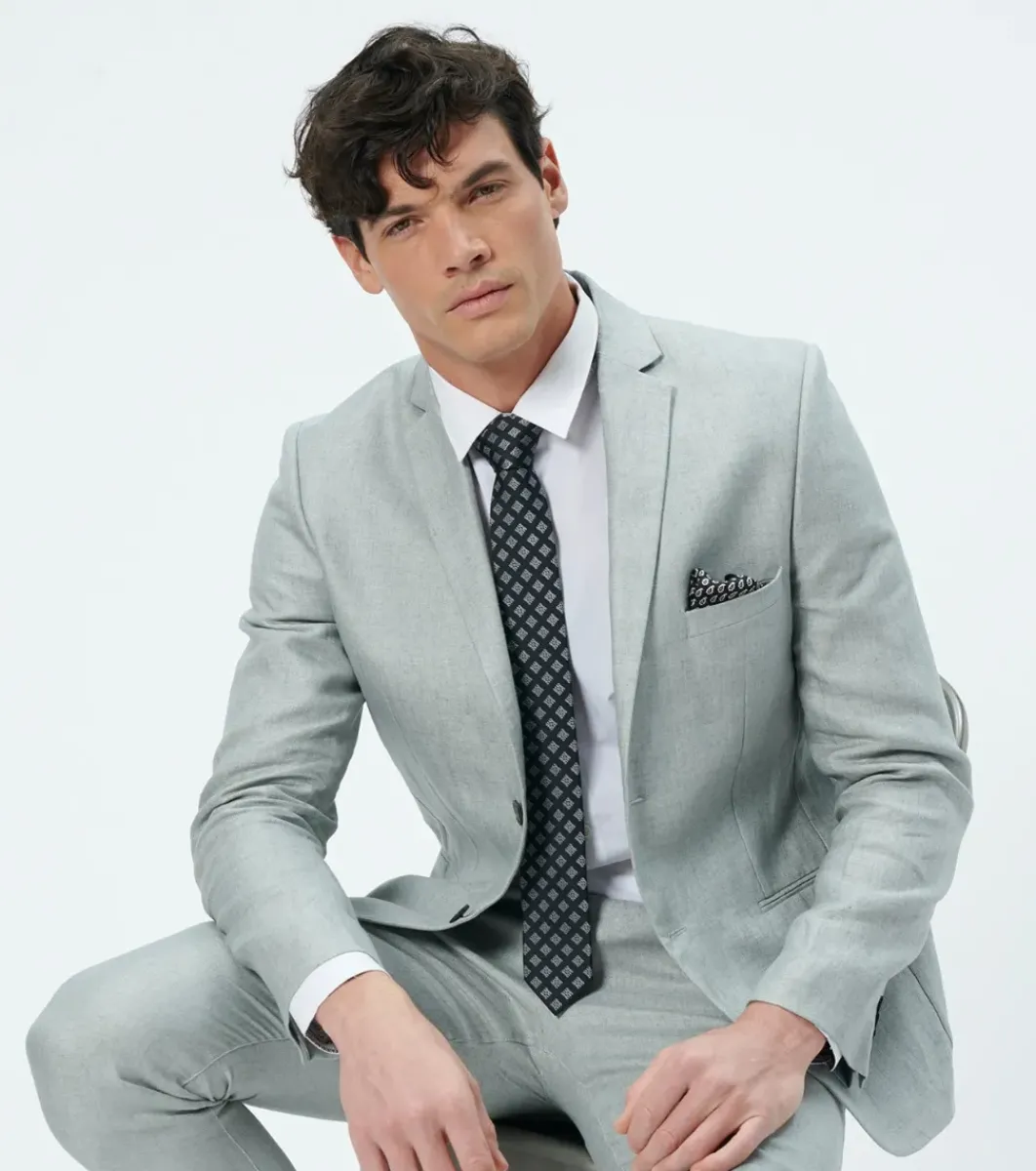 Homme Souleiado Cravates | Cravate en soie jacquard CALISSON noir et gris