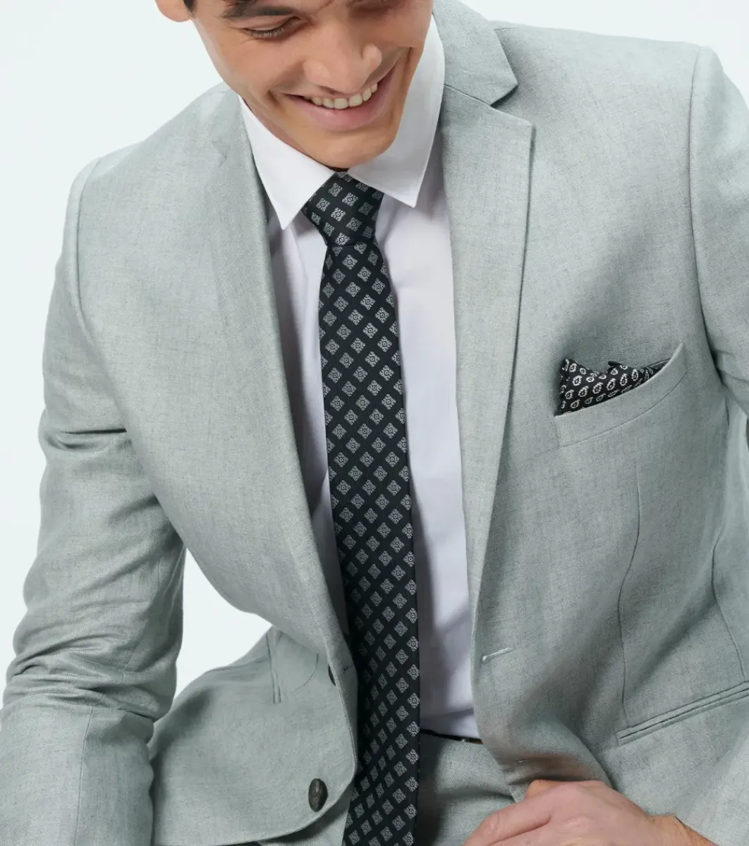 Homme Souleiado Cravates | Cravate en soie jacquard CALISSON noir et gris