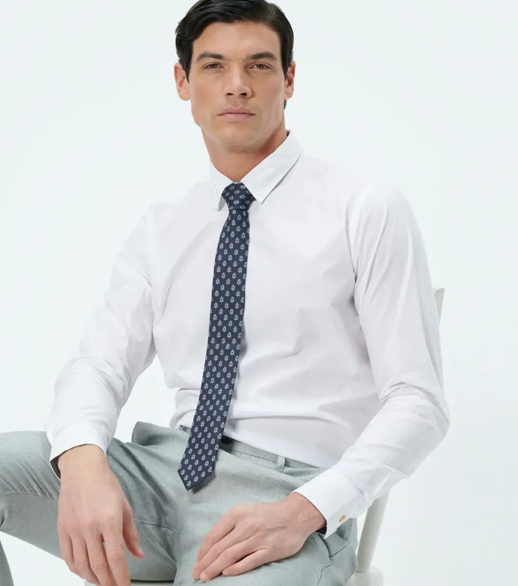 Homme Souleiado Cravates | Cravate en soie jacquard PETIT SAPIN Noir blanc
