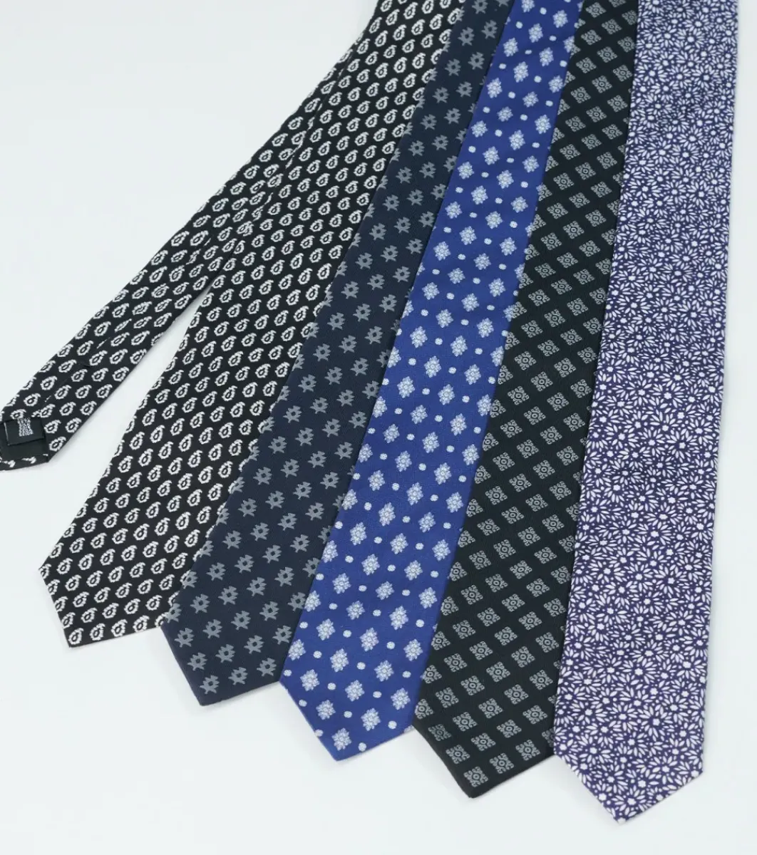 Homme Souleiado Cravates | Cravate en soie jacquard PETIT SAPIN Noir blanc