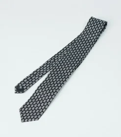 Homme Souleiado Cravates | Cravate en twill de soie PETIT CACHEMIRE noir et écru