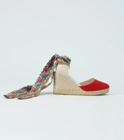 Femme Souleiado Chaussures | Espadrilles DULCE rouge Frise Grosse Rose blanc rouge