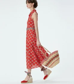 Femme Souleiado Chaussures | Espadrilles DULCE rouge Frise Grosse Rose blanc rouge