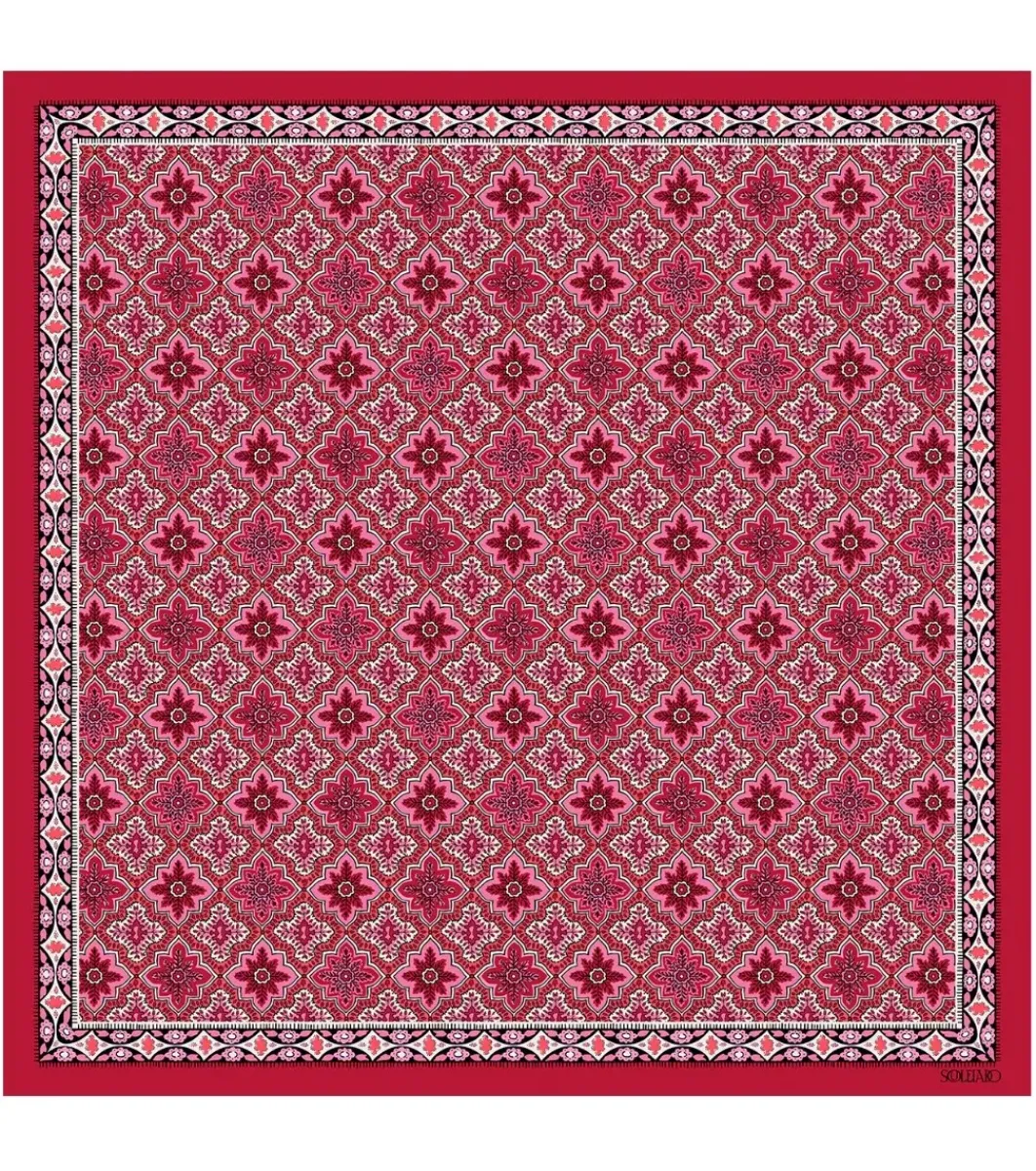 Femme Souleiado Carré Soie | Toute La Collection | Gavroche en soie PRÉCIEUX rose rouge 45 x 45 cm