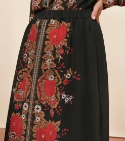 Femme Souleiado Jupes | Jupe ALDA Arlaten rouge noir