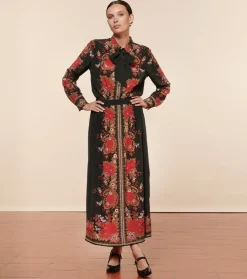 Femme Souleiado Jupes | Jupe ALDA Arlaten rouge noir