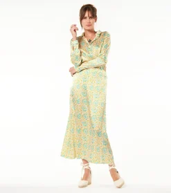 Femme Souleiado Jupes | Jupe ELLA Sault ocre turquoise