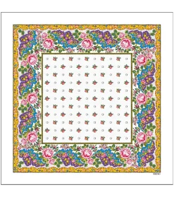 Femme Souleiado Carré Coton | Toute La Collection | Mouchoir coton GROSSES ROSES blanc 45 x 45 cm