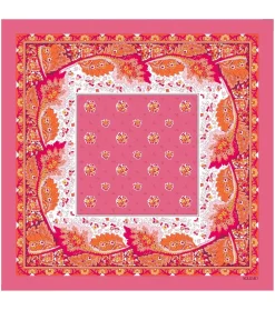 Femme Souleiado Carré Coton | Toute La Collection | Mouchoir coton POMPADOUR rose blanc 45 x 45 cm