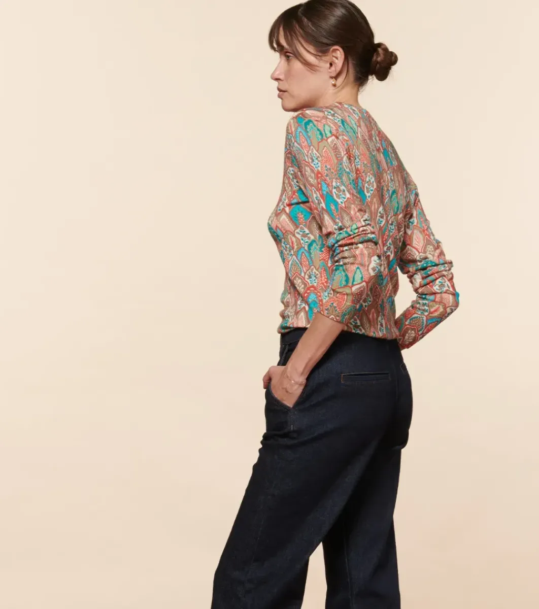 Femme Souleiado Pulls & Cardigans | Pull PERLA Plume aqua orange