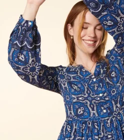 Femme Souleiado Robes | Robe BJORK Azulejos bleu blanc