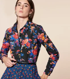 Femme Souleiado Robes | Robe CONSTANCE Les Jardins de Saint Rémy noir bleu