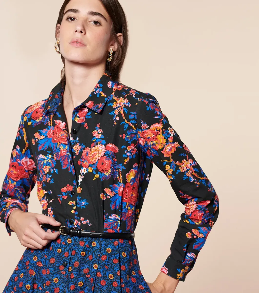 Femme Souleiado Robes | Robe CONSTANCE Les Jardins de Saint Rémy noir bleu
