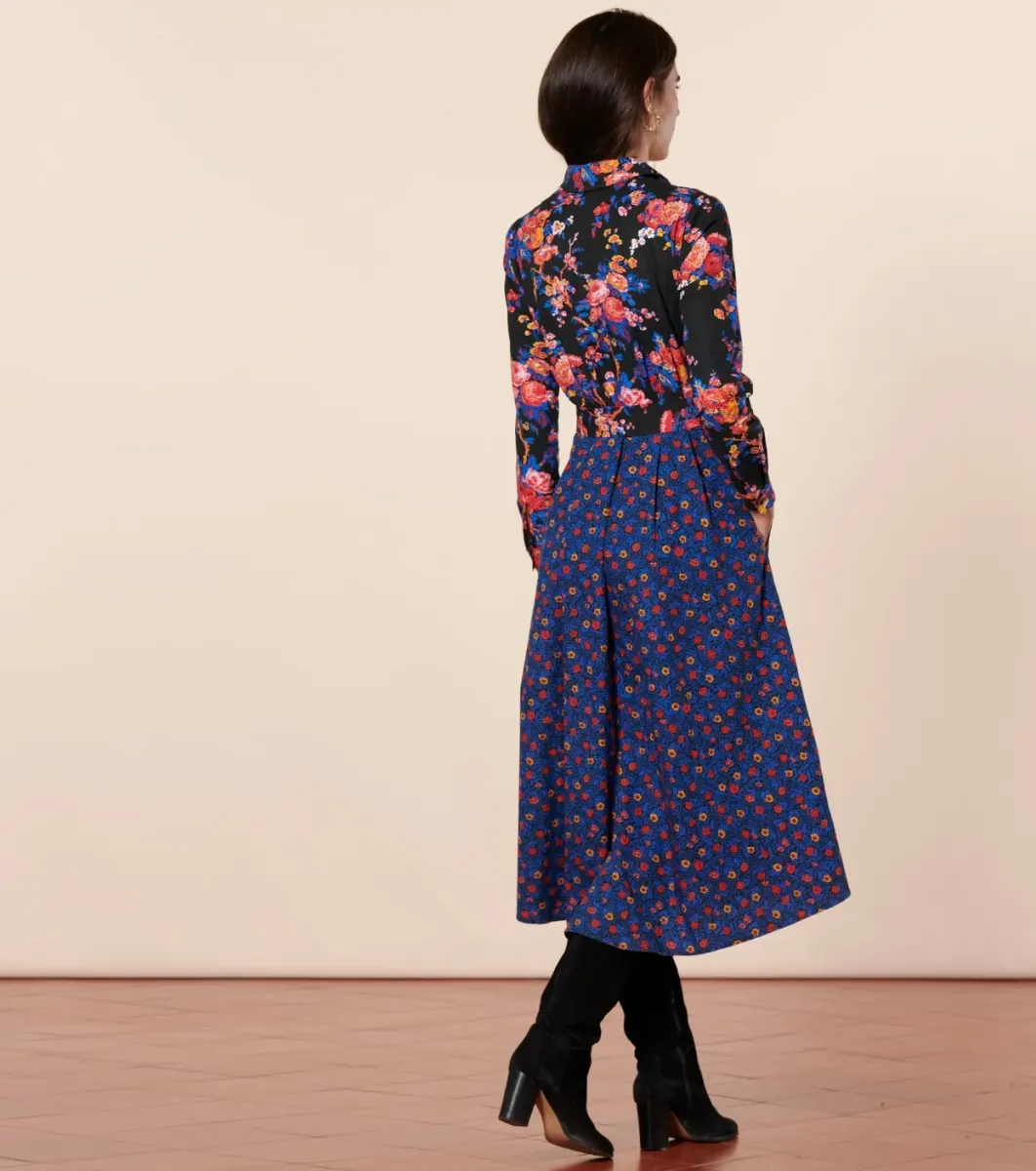 Femme Souleiado Robes | Robe CONSTANCE Les Jardins de Saint Rémy noir bleu