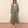 Femme Souleiado Robes | Robe DINA Précieux émeraude orange