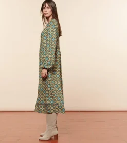 Femme Souleiado Robes | Robe DINA Précieux émeraude orange
