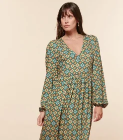 Femme Souleiado Robes | Robe DINA Précieux émeraude orange
