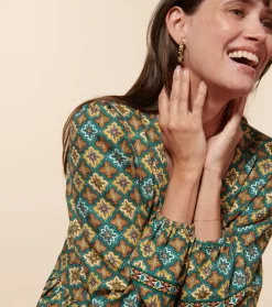 Femme Souleiado Robes | Robe DINA Précieux émeraude orange