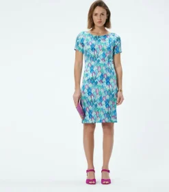 Femme Souleiado Robes | Robe ESTELA Plume aqua fuchsia