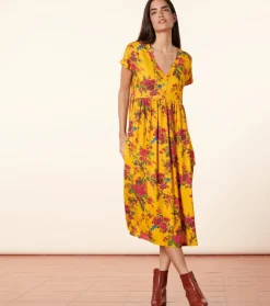 Femme Souleiado Robes | Robe JACQUELINE Jardins de Saint Rémy ocre rose