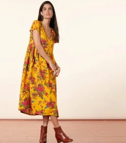 Femme Souleiado Robes | Robe JACQUELINE Jardins de Saint Rémy ocre rose