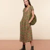 Femme Souleiado Robes | Robe JACQUELINE Persepolis kaki fuchsia