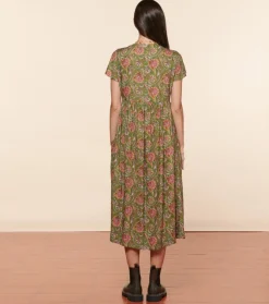 Femme Souleiado Robes | Robe JACQUELINE Persepolis kaki fuchsia