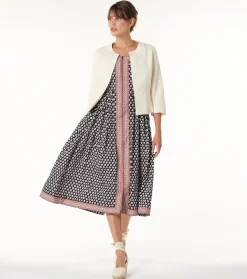 Femme Souleiado Robes | Robe JEANNETTE Fleur de Maussane noire fuchsia