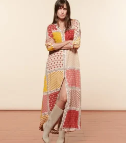 Femme Souleiado Robes | Robe LAVANDOU L'Italienne rouge abricot