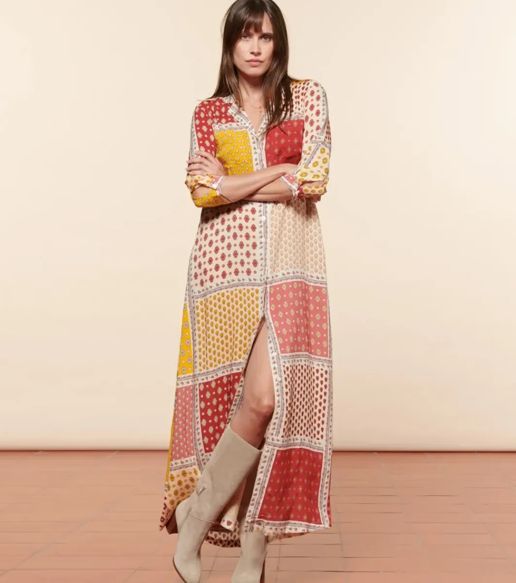 Femme Souleiado Robes | Robe LAVANDOU L'Italienne rouge abricot
