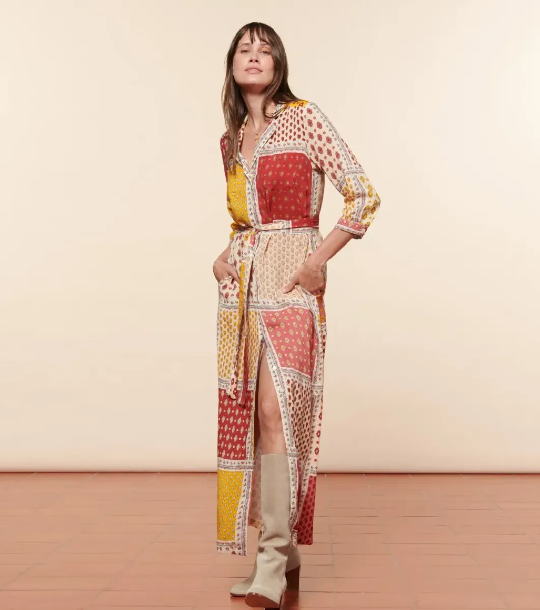 Femme Souleiado Robes | Robe LAVANDOU L'Italienne rouge abricot