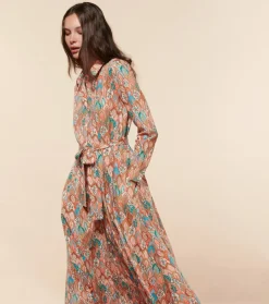 Femme Souleiado Robes | Robe MARIGOLD Plume aqua orange